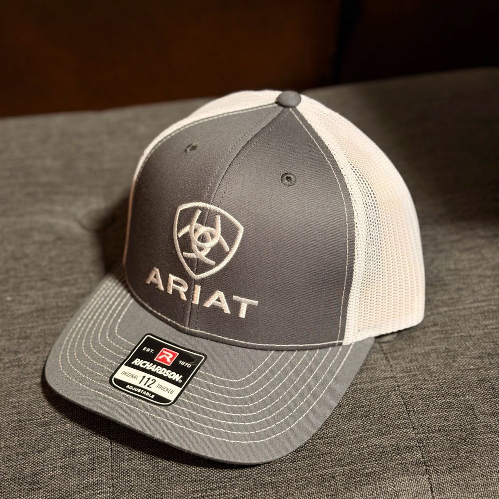 Ariat Gray Front White Mesh Baseball Cap